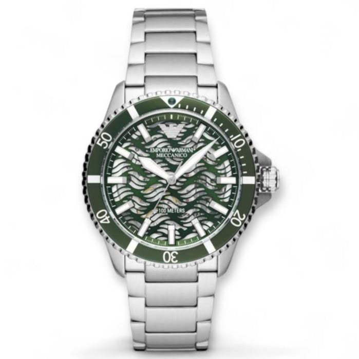 Emporio Armani Diver Automatic Green Dial Silver Steel Strap Watch For Men - AR60061 - Image 2